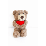 Plush teddy bear holding a red heart