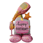Standing Happy Birthday Balloon In Pink