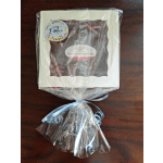 Wrapped gift box with an Easter label and blue ribbon