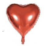 Red heart-shaped foil balloon on a white background