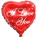 Red heart-shaped balloon with "I Love You" text