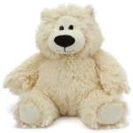 Cream-colored teddy bear plush toy with black nose and eyes