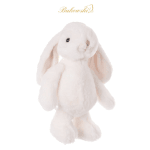 Plush white bunny with long pink-lined ears