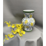Hand-Painted Lemon Vase. 10" H x 6 1/2" Dia