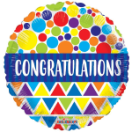 Round multicolor balloon with the word Congratulations
