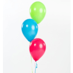 Three colorful balloons on a white background