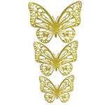 Three gold butterfly decorations on a white background