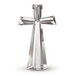 Silver decorative cross figurine with a faceted, mirrored finish