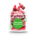 Jar of sour cherry cola gummy candies