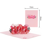 Pink pop-up Mother’s Day card with floral decorations