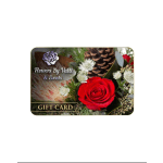 Gift card with a red rose and floral arrangement