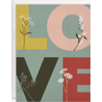 Decorative poster with large letters and small floral illustrations