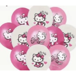 Cluster of pink and white Hello Kitty balloons
