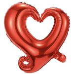 Red heart-shaped foil balloon on a white background