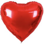 Red heart-shaped foil balloon on a white background