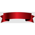 Red ribbon banner on a white background