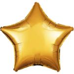 Gold star-shaped foil balloon on a white background