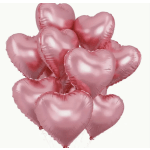 Cluster of pink heart-shaped balloons on a white background