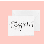 Congratulations card with a diamond ring illustration on a pink background