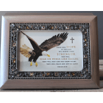 Framed eagle print with a Bible verse and jeweled border