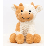 Plush cow stuffed animal with a smiling face