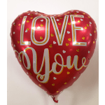 Red heart-shaped balloon with "LOVE You" text and small heart patterns