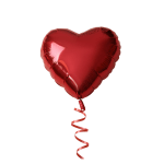Red heart-shaped balloon with a curled ribbon