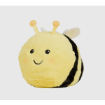 Yellow plush bee toy with a smiling face