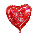 Red heart-shaped balloon with "I Love You" text