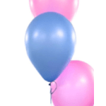 Blue and pink balloons on a white background