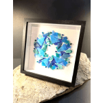 #A082 - Framed Ocean Blue Tumbled Glass Wreath