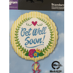 Round balloon with "Get Well Soon!" text and floral decoration