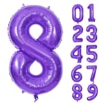 Purple number 8 balloon with matching number balloons 0-9