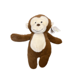 Brown and white plush monkey toy with outstretched arms