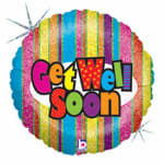 Colorful round balloon with "Get Well Soon" text