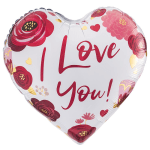 Heart-shaped balloon with "I Love You!" text and floral graphics