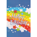 Colorful birthday card with rainbow and stars