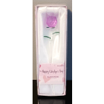 Single pink glass rose in a gift box