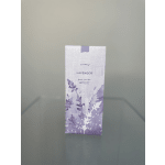 Lavender body lotion box with purple floral artwork