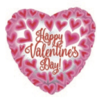 Heart-shaped pink balloon with "Happy Valentine's Day" text