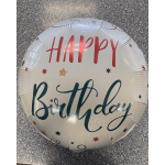 Round balloon with "Happy Birthday" text and star decorations