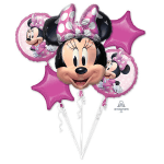 Minnie Mouse-themed pink balloons with star shapes and polka dots
