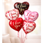 Red heart-shaped balloon with "I Love You" text and small hearts