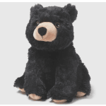 Black teddy bear plush with a beige snout and paws