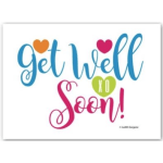 Colorful "Get Well Soon!" text on a white background