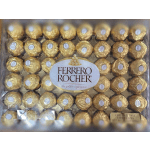 Box of Ferrero Rocher chocolates in gold wrappers