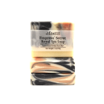 Stack of two marbled cream, black, and peach bar soaps wrapped with an Empress' Secret label.