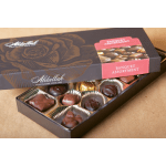 Box of assorted chocolates in a black gift box