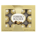 Ferrero Rocher chocolates in a gold gift box