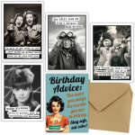 Assorted humorous birthday greeting cards with envelopes